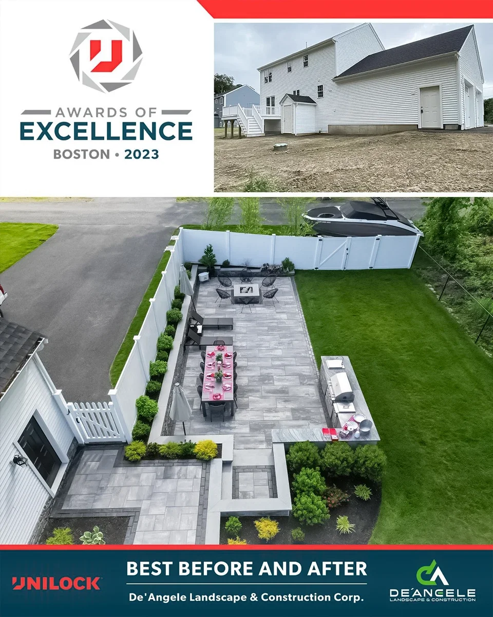 Unilock Awards of Excellence Boston 2023 — Best Before and After, De'Angele Landscape & Construction