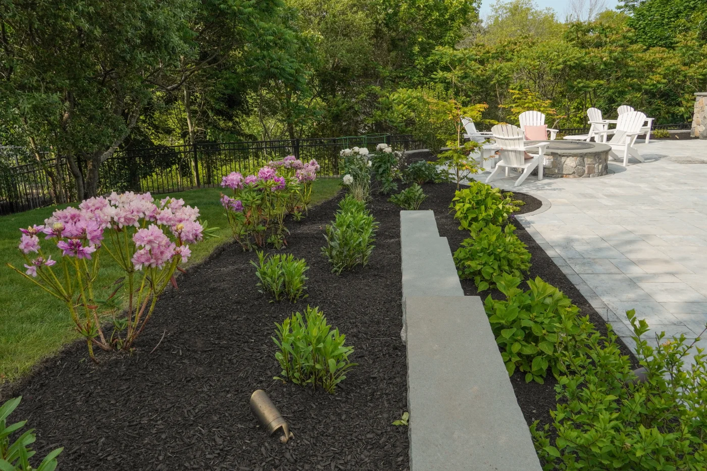 Bluestone garden path leading to the fire pit lounge
