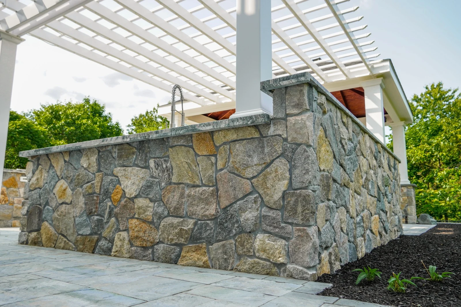 Pergola and stone bar, Hingham outdoor living project