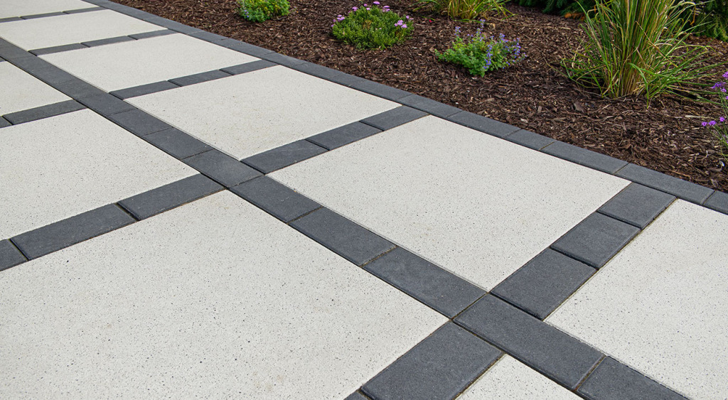 Arcana two-tone modern paver grid closeup