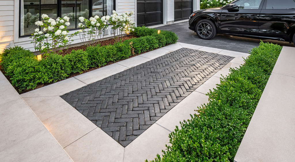 Copthorne modern entrance paver inlay