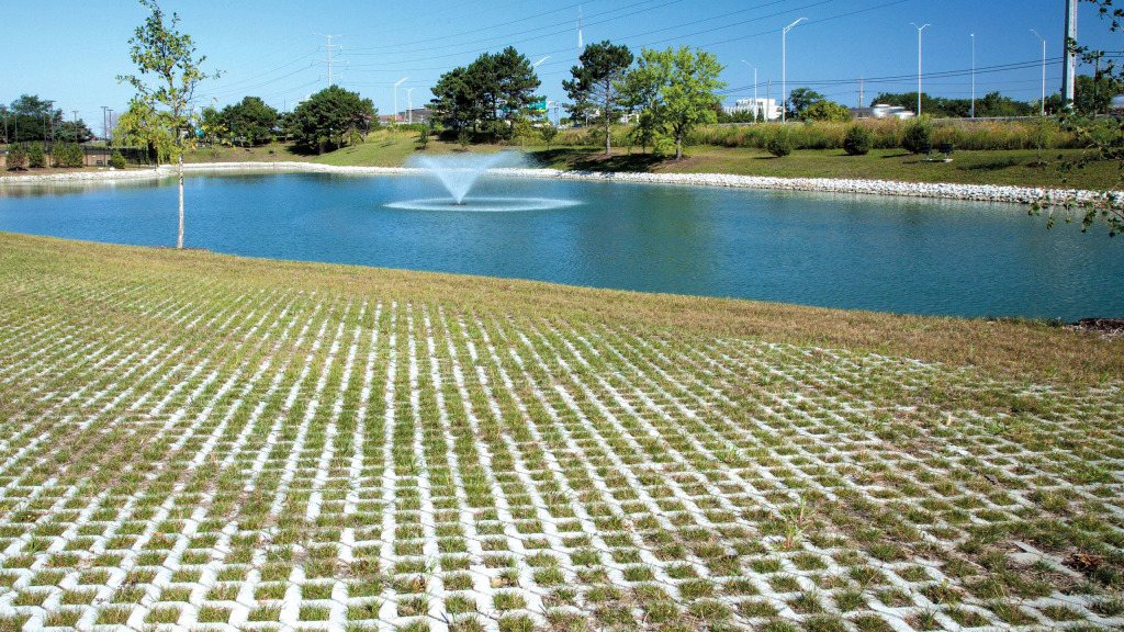 Turfstone permeable grass paver installation
