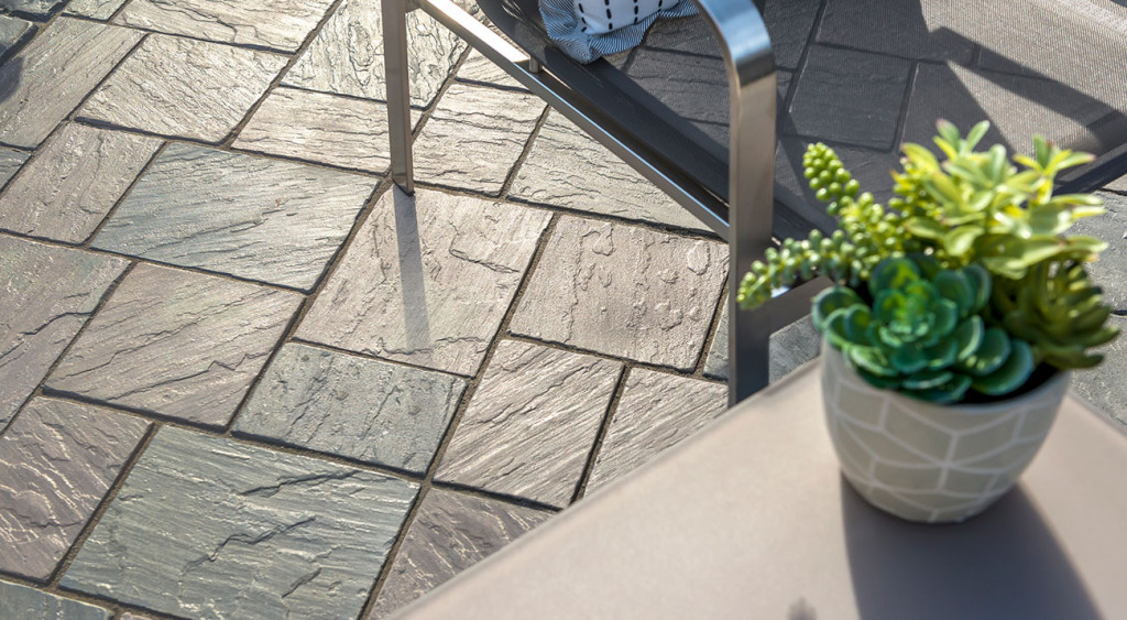 Richcliff paver texture closeup with succulents